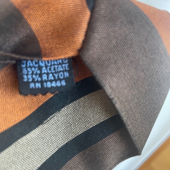 Brown, Orange, and Black Striped 1960s Tie by Jacquard - Picture 6 of 7